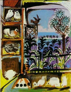 パブロ・ピカソ Painting - 鳩のワークショップ II 1957年 パブロ・ピカソ